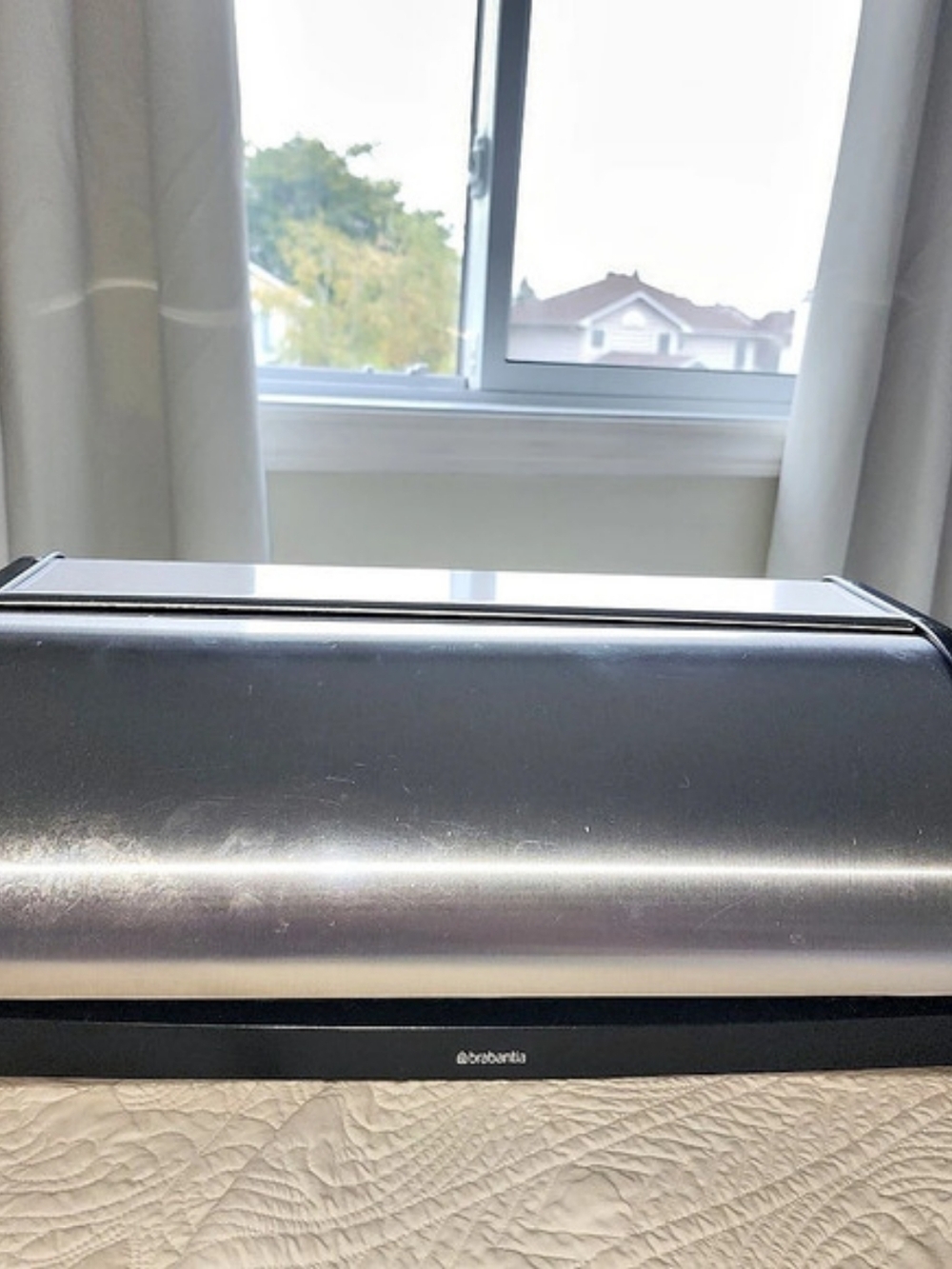 Brabantia Roll Top Stainless Steel Bread Box in Black & Silver